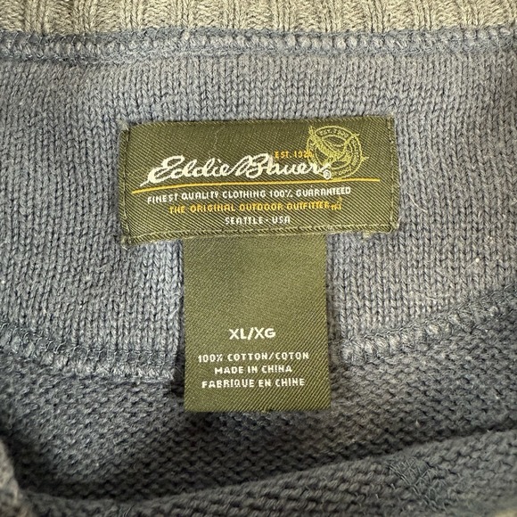 Eddie Bauer Sweater Men‎ XL Blue Knit Vintage Y2K Pullover Long Sleeve Outdoors - Picture 4 of 11